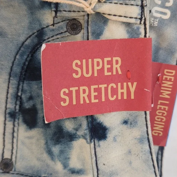 NWT Mossimo Tie Dye Fit 6 Coupe 6 Super Stretch Denim Legging Junior 9 Blue Boho - Picture 7 of 16